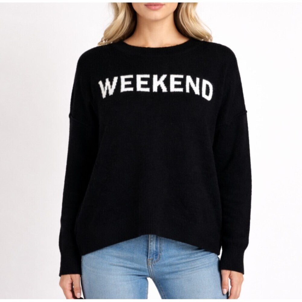 Vince Camuto The Perfect Weekend Oversized Sweater Black White - Medium